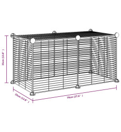 Cage animaux de compagnie à 8 panneaux Noir 35x35 cm Acier