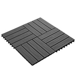 Carreau de terrasse en relief 11 pcs WPC 30x30 cm 1 m² Noir