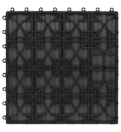 Carreau de terrasse en relief 11 pcs WPC 30x30 cm 1 m² Noir