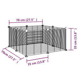 Cage animaux de compagnie à 8 panneaux Noir 35x35 cm Acier