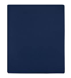 Draps-housses Jersey 2 pcs Bleu marine 140x200 cm Coton