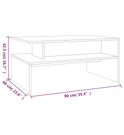 Table basse Sonoma gris 90x60x42,5 cm Bois d'ingénierie