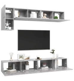 Ensemble de meuble TV 5 pcs Gris béton Aggloméré