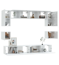 Ensemble de meubles TV 8 pcs Blanc brillant Bois d'ingénierie