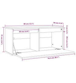 Armoire murale Noir 80x30x35 cm Bois de pin massif