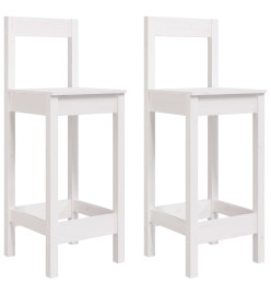 Tabourets de bar 2 pcs blanc 40x41,5x112 cm bois massif de pin