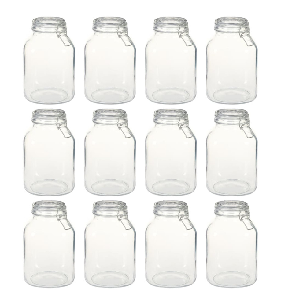 Pots en verre avec serrure 12 pcs 3 L