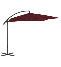 Parasol déporté avec mât en acier 250x250 cm Rouge bordeaux