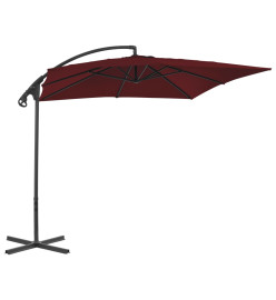 Parasol déporté avec mât en acier 250x250 cm Rouge bordeaux