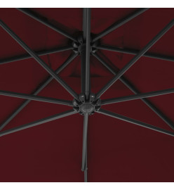 Parasol déporté avec mât en acier 250x250 cm Rouge bordeaux