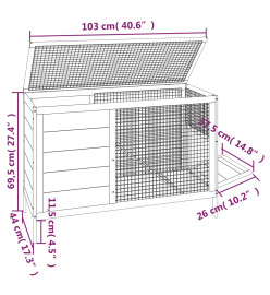 Clapier moka 103x44x69,5 cm bois de pin massif