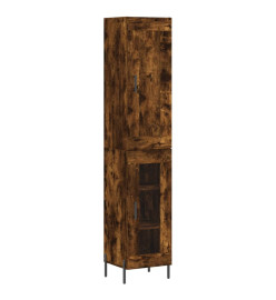 Buffet haut Chêne fumé 34,5x34x180 cm Bois d'ingénierie