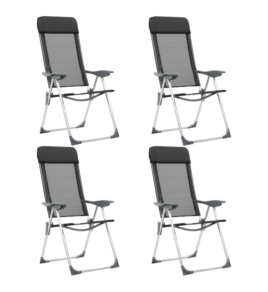 Chaises pliables de camping 4 pcs Noir Aluminium