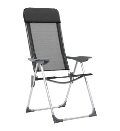 Chaises pliables de camping 4 pcs Noir Aluminium