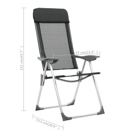 Chaises pliables de camping 4 pcs Noir Aluminium