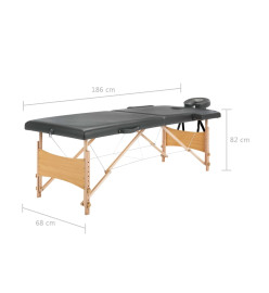 Table de massage avec 2 zones Cadre en bois Anthracite 186x68cm