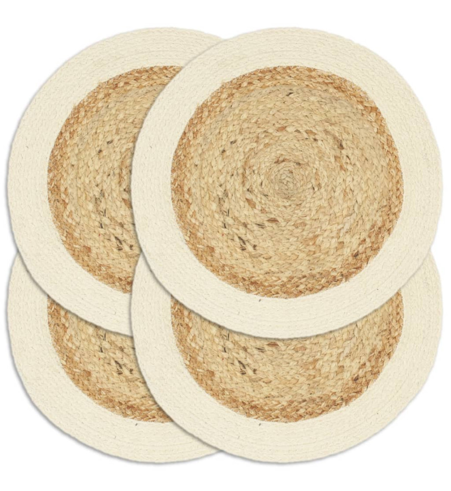 Napperons 4 pcs Naturel Plain 38 cm Rond Jute et coton