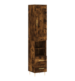 Buffet haut Chêne fumé 34,5x34x180 cm Bois d'ingénierie