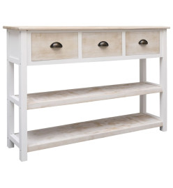 Buffet Blanc et marron 108x30x76 cm Bois de Paulownia massif