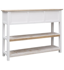 Buffet Blanc et marron 108x30x76 cm Bois de Paulownia massif