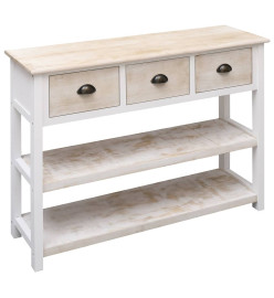 Buffet Blanc et marron 108x30x76 cm Bois de Paulownia massif