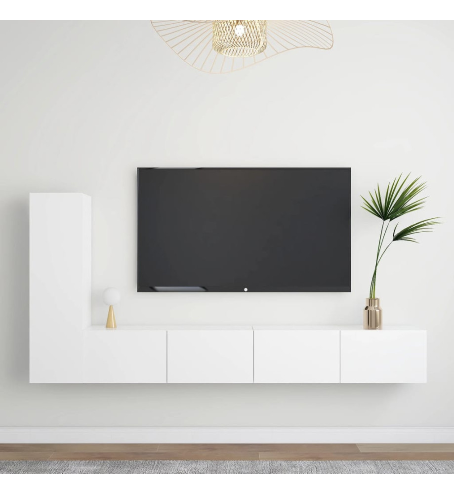 Ensemble de meuble TV 3 pcs Blanc Aggloméré