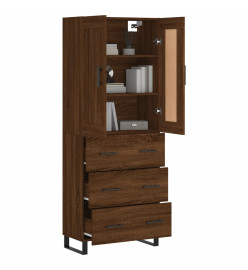 Buffet haut Chêne marron 69,5x34x180 cm Bois d'ingénierie