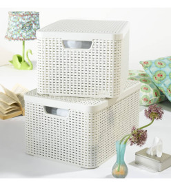 Curver Boîte de rangement avec couvercle Style L 30 L Blanc crème