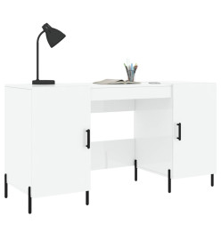 Bureau Blanc brillant 140x50x75 cm Bois d'ingénierie