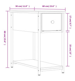 Table de chevet chêne sonoma 30x60x60 cm bois d'ingénierie