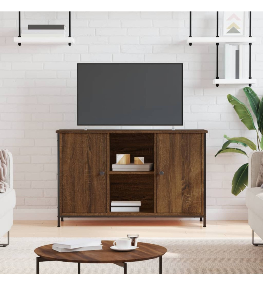 Meuble TV chêne marron 100x35x65 cm bois d'ingénierie