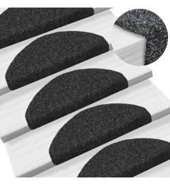 Tapis d'escalier auto-adhésif Poinçon aiguilleté 15 pcs Noir