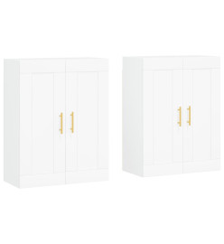 Armoires murales 2 pcs blanc bois d'ingénierie