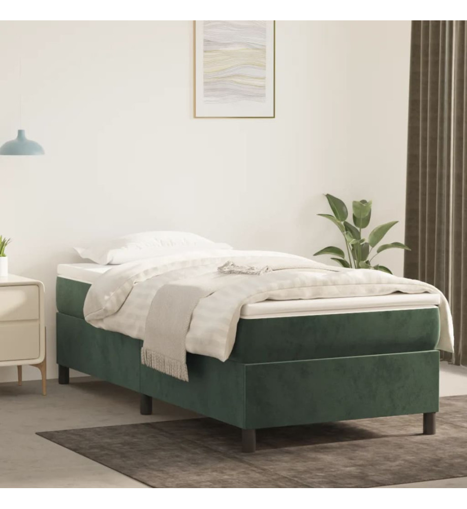 Sommier à ressorts de lit Vert foncé 90x200 cm Velours Sommier à ressorts de lit Vert foncé 90x200 cm Velours
