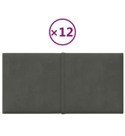 Panneaux muraux 12 pcs Gris foncé 30x15 cm Velours 0,54 m²