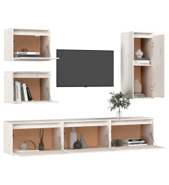 Meubles TV 6 pcs Blanc Bois massif de pin