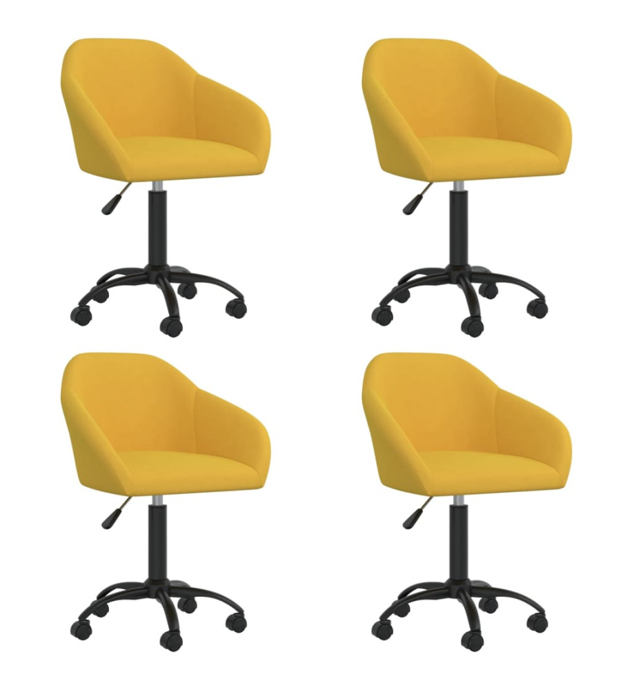 Chaises pivotantes à manger lot de 4 jaune velours