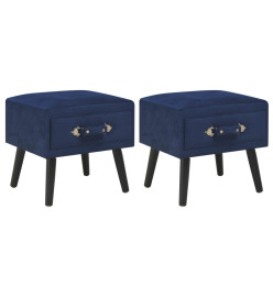 Tables de chevet 2 pcs Bleu 40x35x40 cm Velours