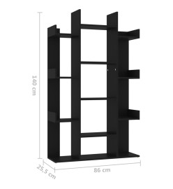 Bibliothèque Noir 86x25,5x140 cm Aggloméré