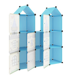 Armoire de rangement pour enfants avec 8 cubes Bleu PP