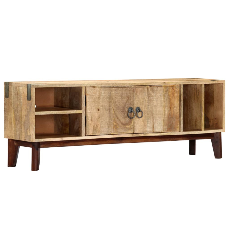 Meuble TV 130x30x46 cm Bois massif de manguier brut