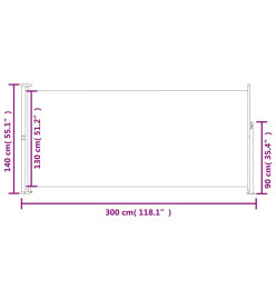 Auvent latéral rétractable de patio 140x300 cm Rouge