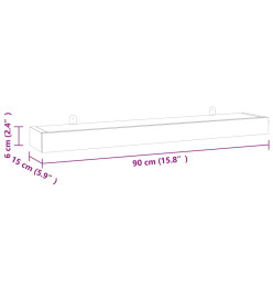 Étagères murales 2 pcs 90x15x6 cm bois de teck massif