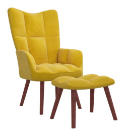 Chaise de relaxation avec repose-pied Jaune moutarde Velours