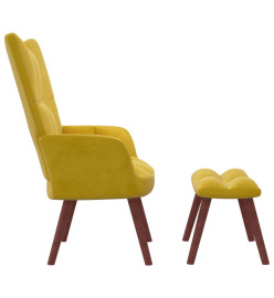 Chaise de relaxation avec repose-pied Jaune moutarde Velours