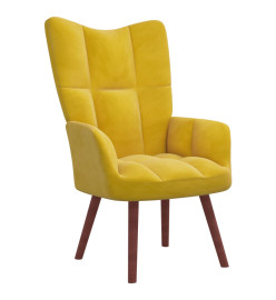 Chaise de relaxation avec repose-pied Jaune moutarde Velours