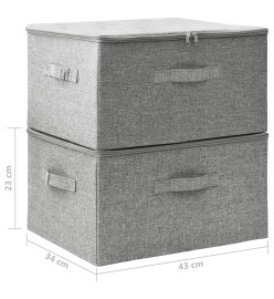 Boîtes de rangement 2 pcs Tissu 43x34x23 cm Gris