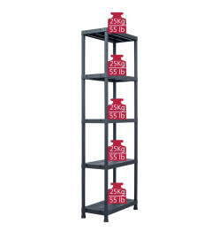 Étagère de rangement Noir 125 kg 60x30x180 cm Plastique