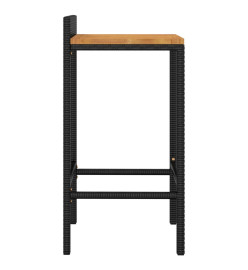 Tabourets de bar 2 pcs noir résine tressée et bois d'acacia