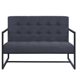 Sofa à 2 places avec accoudoirs acier et tissu gris foncé